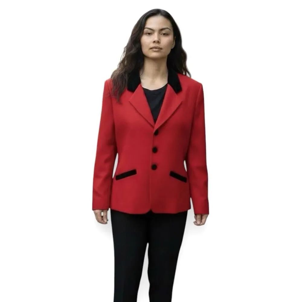 Vintage Pendleton Red Blazer Velvet Collar Size